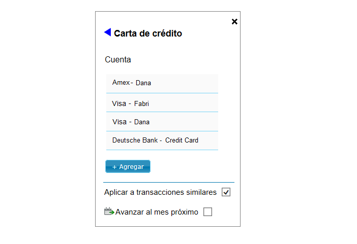 Choose Credit Card Account Geltbox