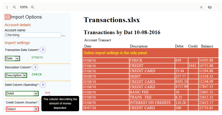 Import Settings in Geltbox