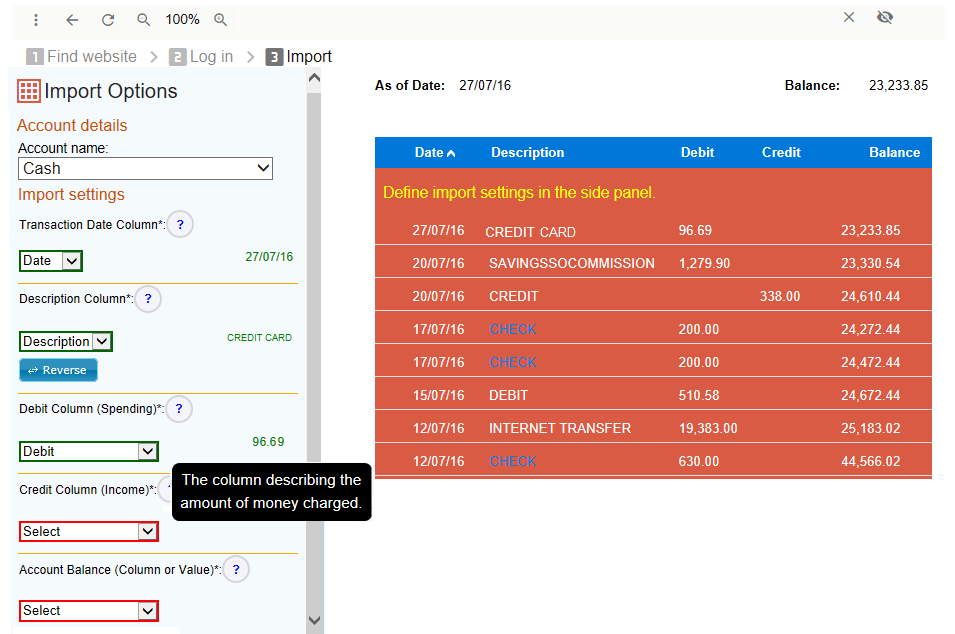 Import Settings in Geltbox