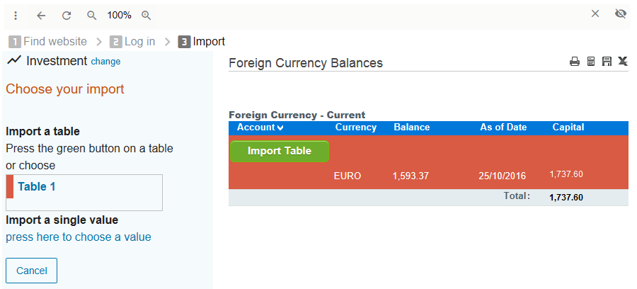 Import a Value in Geltbox