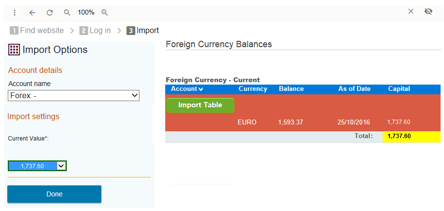 Import Value Settings in Geltbox